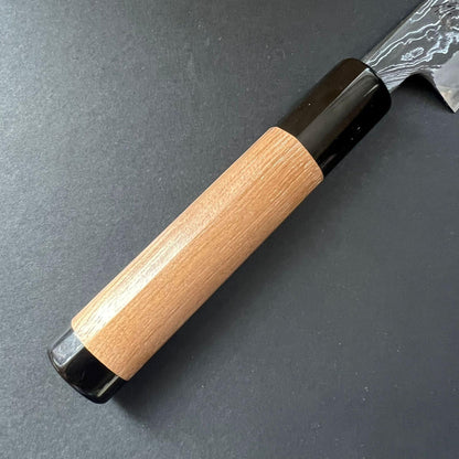 Petty knife, Shirogami 2 with Warikomi constructed iron cladding, River Jump series, handmade Damascus finish - Tsukasa Hinoura