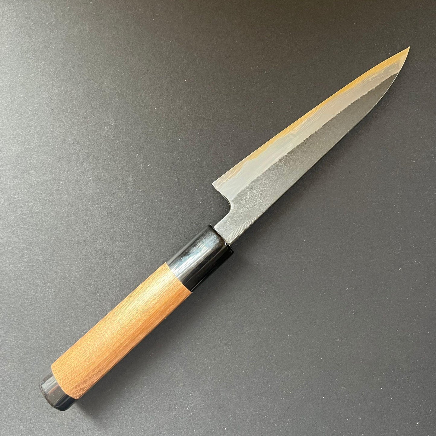 Petty knife, Shirogami 2 with Warikomi constructed iron cladding, River Jump series, handmade Damascus finish - Tsukasa Hinoura
