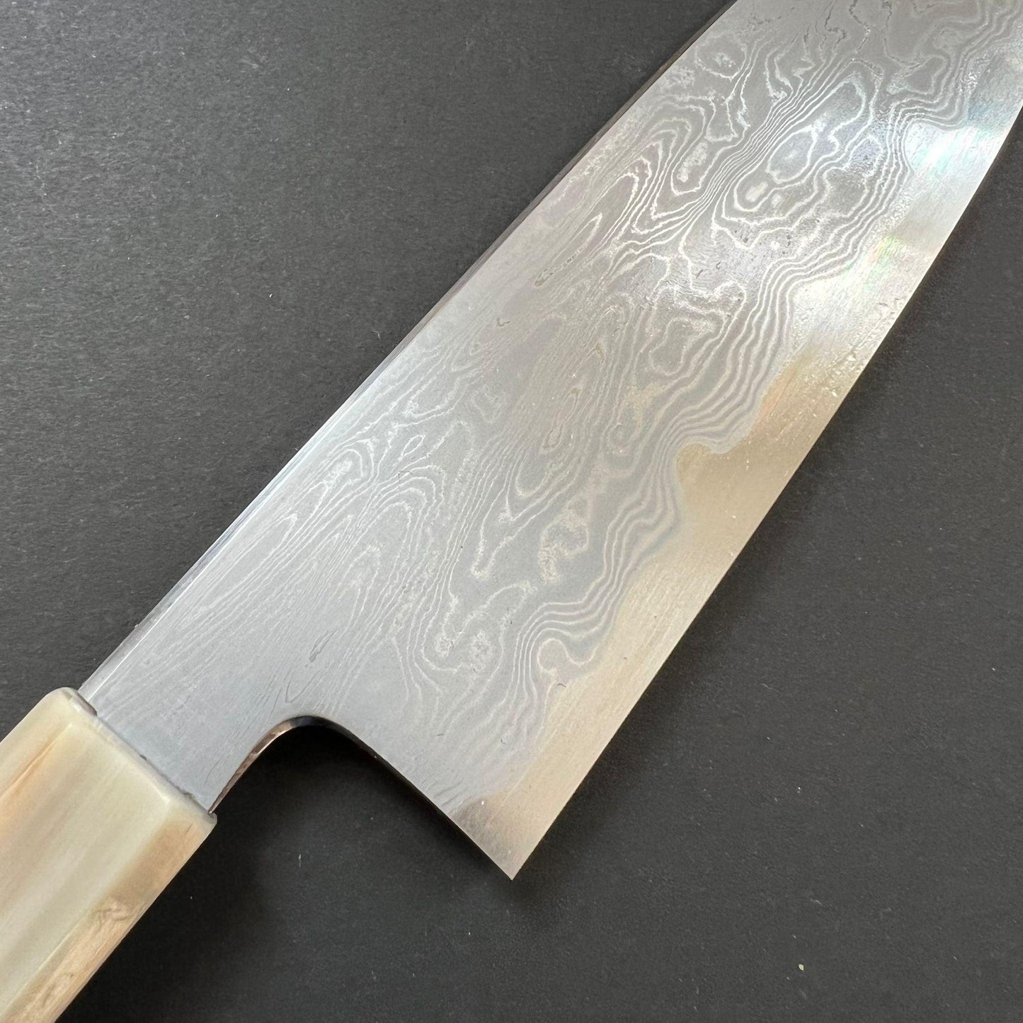 Santoku knife, Aogami 1 carbon steel, Damascus finish - Nakagawa Hamono x Naohito Myojin