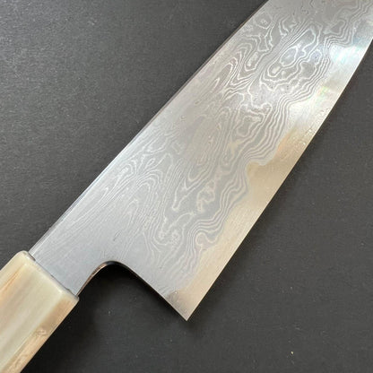 Santoku knife, Aogami 1 carbon steel, Damascus finish - Nakagawa Hamono x Naohito Myojin