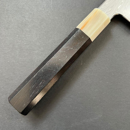 Santoku knife, Aogami 1 carbon steel, Damascus finish - Nakagawa Hamono x Naohito Myojin
