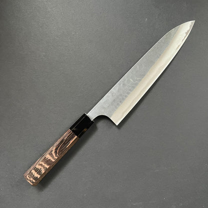 Gyuto knife, Aogami Super with stainless steel cladding, kurouchi and tsuchime finish - Anryu Hamono