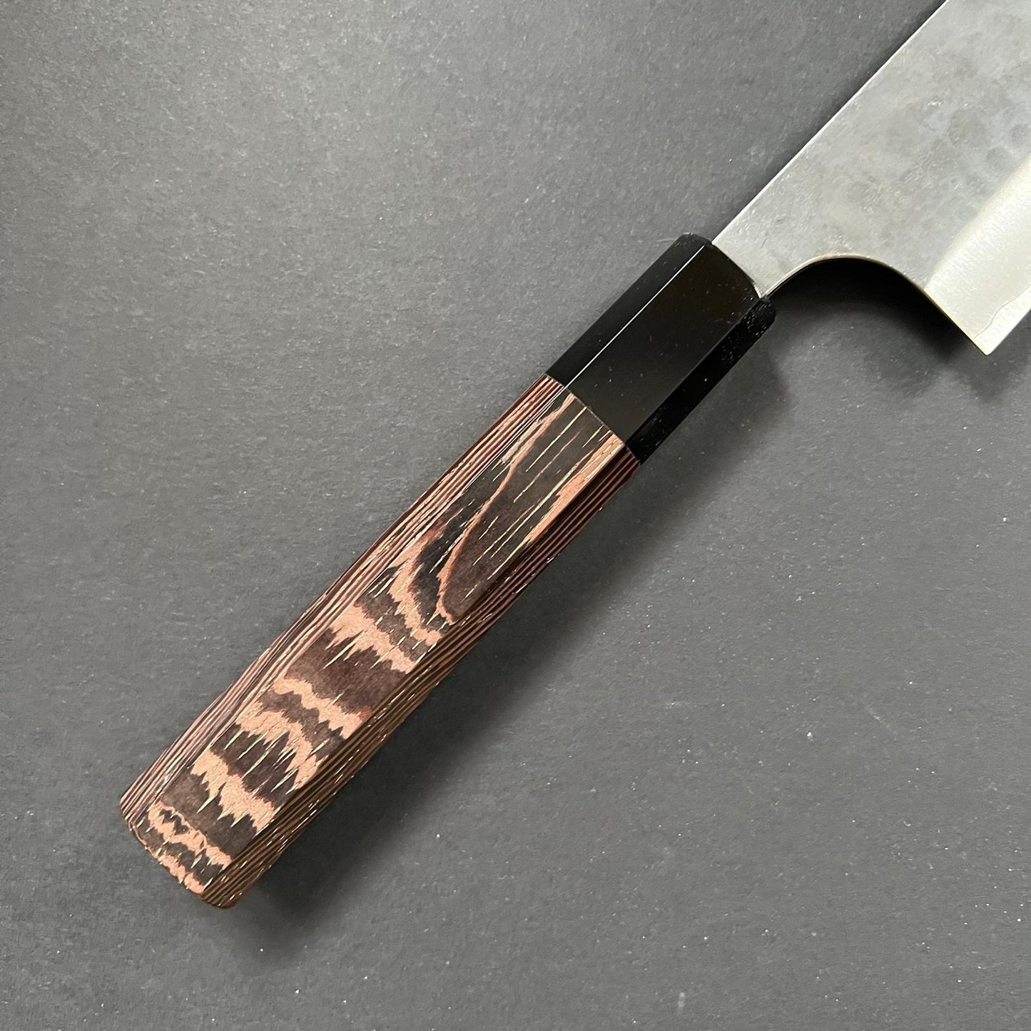 Gyuto knife, Aogami Super with stainless steel cladding, kurouchi and tsuchime finish - Anryu Hamono