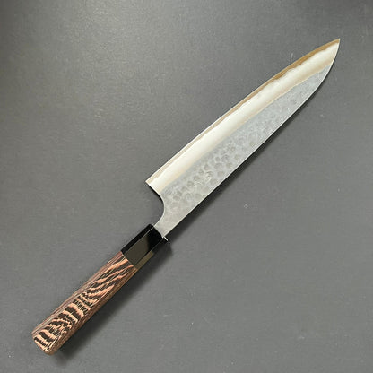 Gyuto knife, Aogami Super with stainless steel cladding, kurouchi and tsuchime finish - Anryu Hamono
