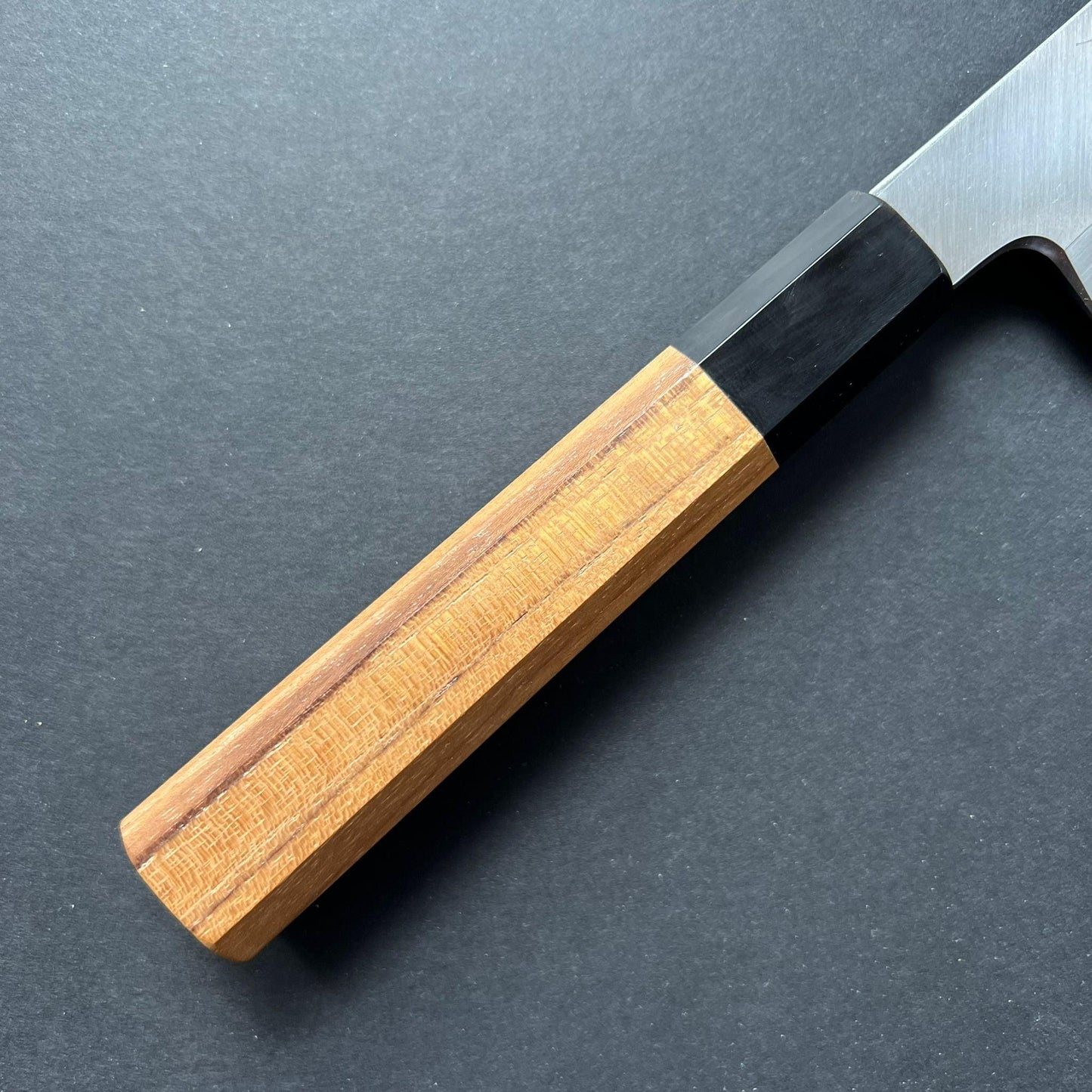 Single bevel Kiritsuke Gyuto knife, shirogami 2 with Iron cladding, polished finish - Hatsukokoro Shirasagi