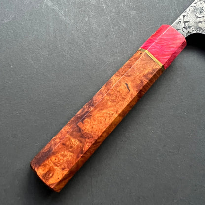 Gyuto knife, Aogami 1 with soft iron cladding,  Damascus and Kurouchi finish - Manaka Kisuke