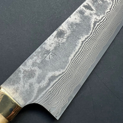 Gyuto knife, VG10 Stainless Steel, Damascus finish, Dyed Cow Horn western style handle - Saji