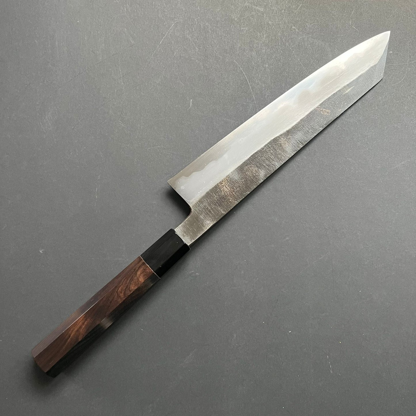 Kiritsuke Gyuto knife, Aogami 1 carbon steel with iron cladding, Kurouchi finish, Yoake range - Hatsukokoro