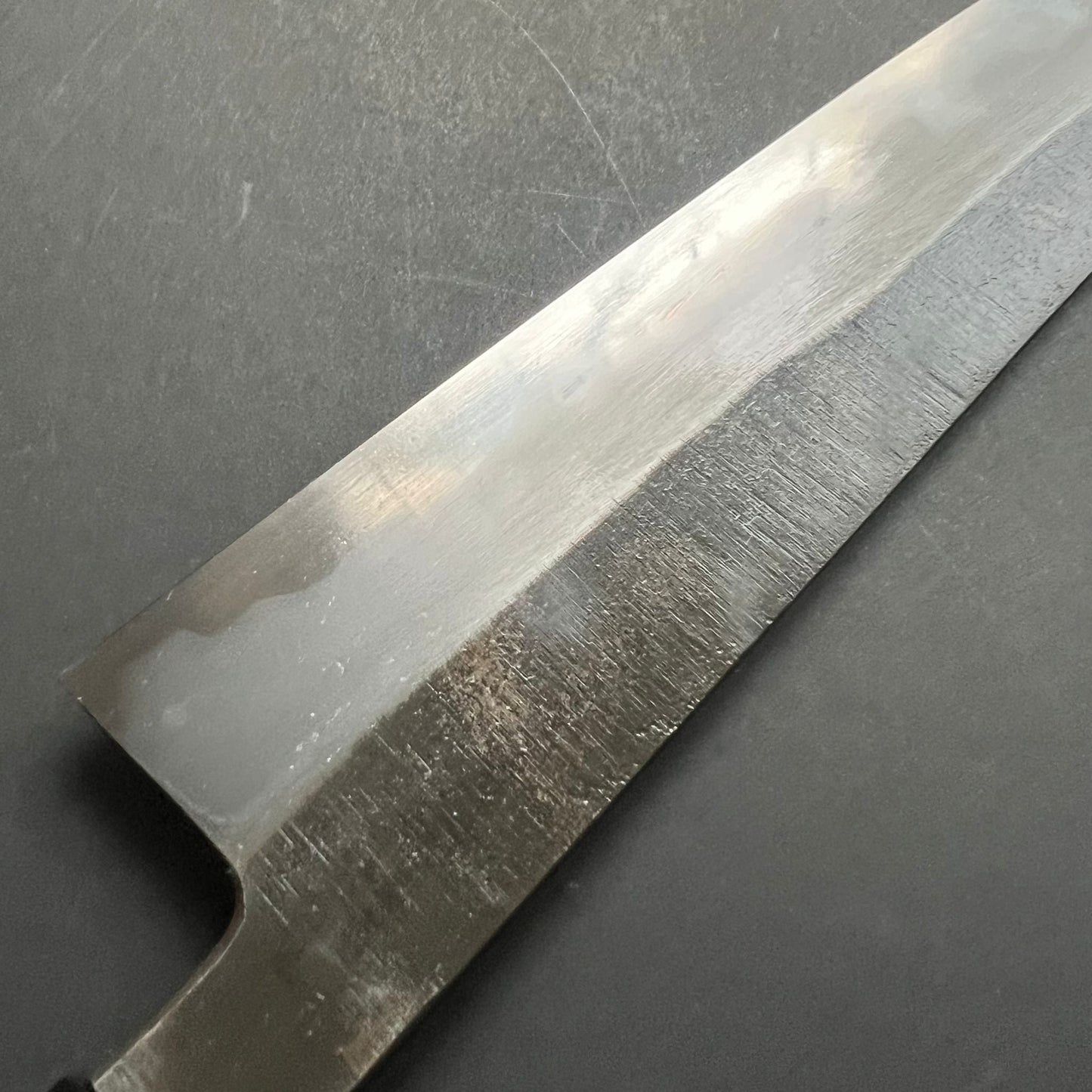 Kiritsuke Gyuto knife, Aogami 1 carbon steel with iron cladding, Kurouchi finish, Yoake range - Hatsukokoro