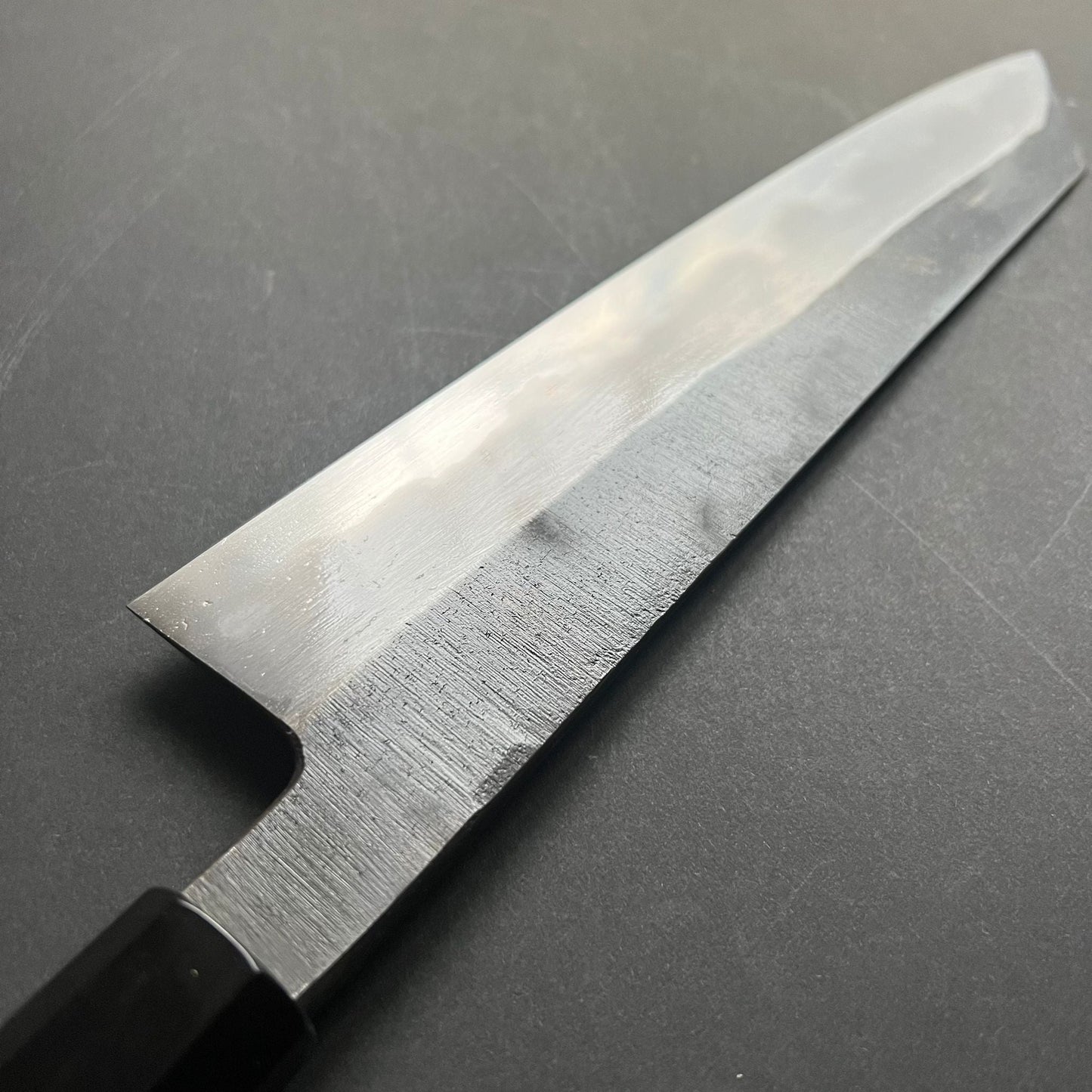 Kiritsuke Gyuto knife, Aogami 1 carbon steel with iron cladding, Kurouchi finish, Yoake range - Hatsukokoro