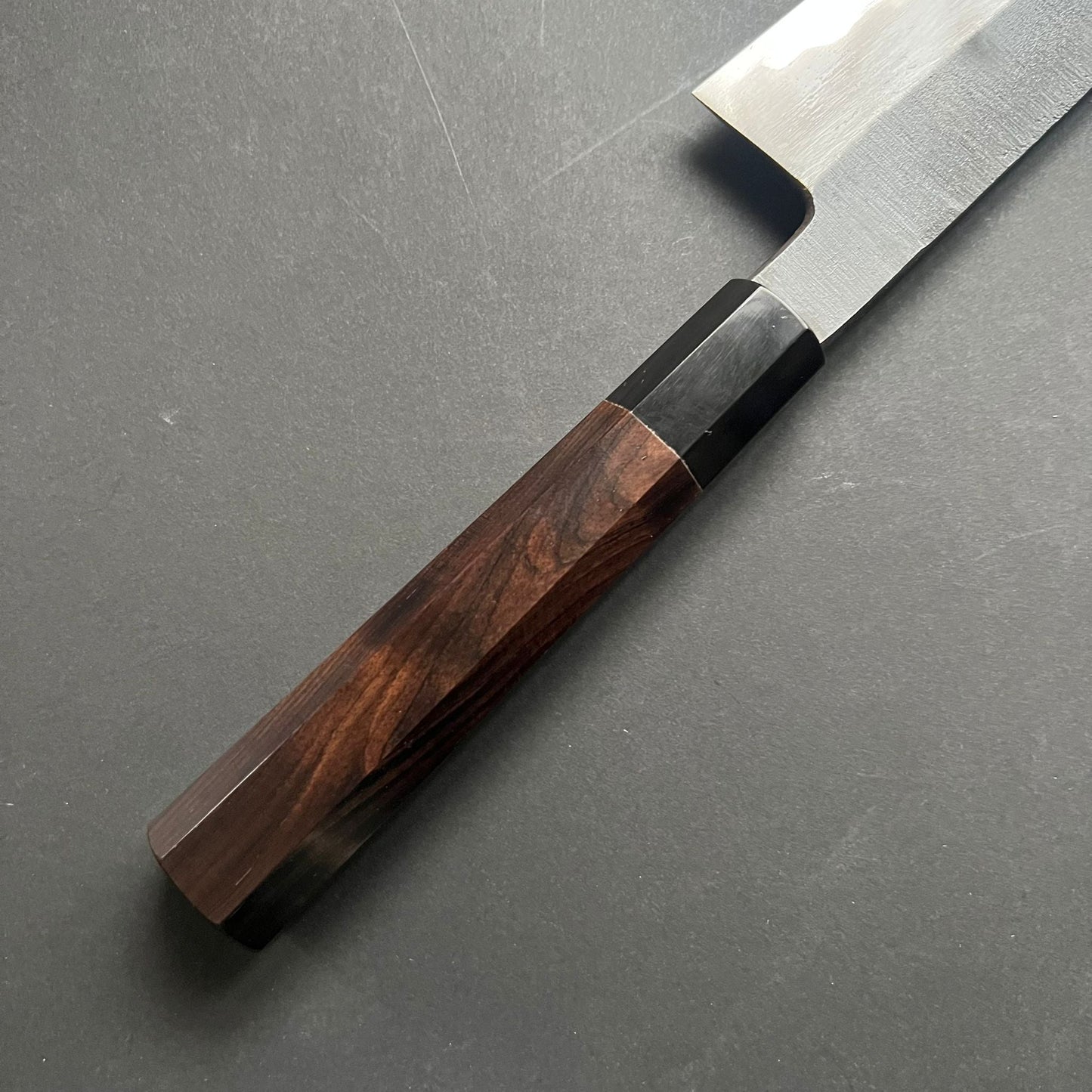 Kiritsuke Gyuto knife, Aogami 1 carbon steel with iron cladding, Kurouchi finish, Yoake range - Hatsukokoro