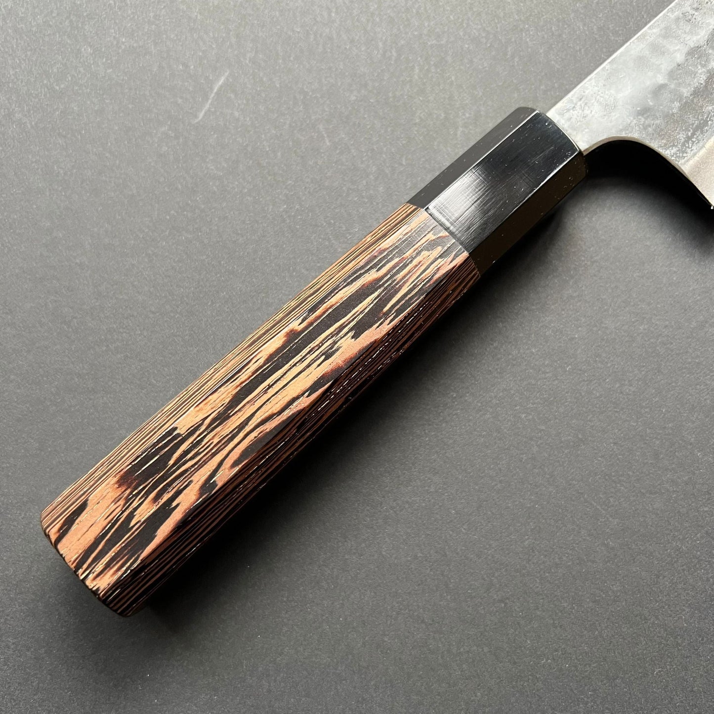 Gyuto knife, Aogami Super with stainless steel cladding, kurouchi and tsuchime finish - Anryu Hamono