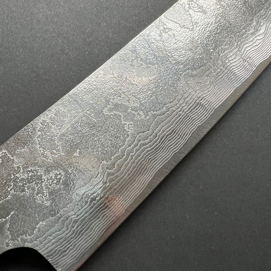Sakimaru Sujihiki knife, SG2 powder steel with stainless steel cladding, Damascus finish - Saji
