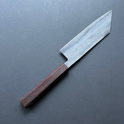 Tsubaki Kiritsuke knife, Aogami 2 Carbon steel with Watetsu cladding, Etched finish, honwarikomi construction - Miyazaki