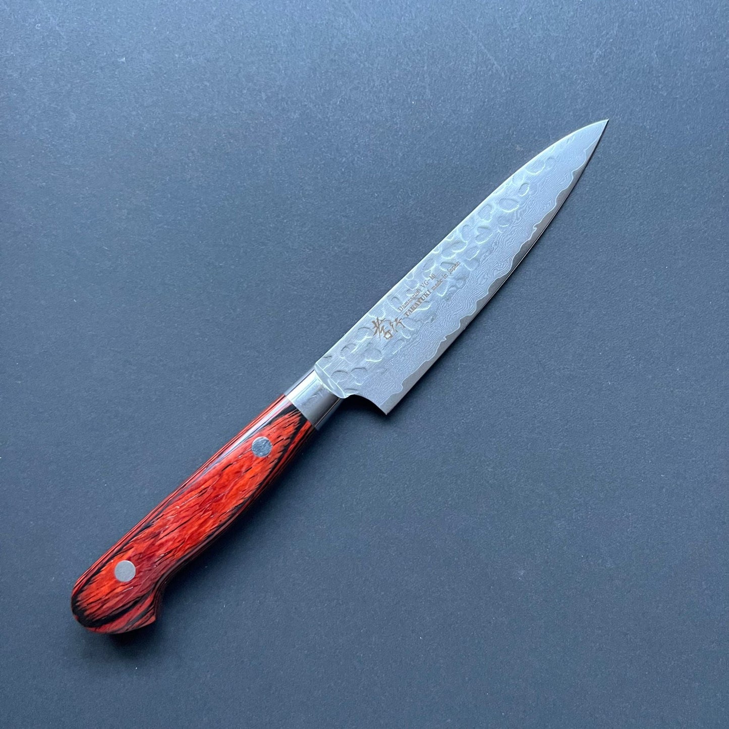 Petty knife, VG10 stainless steel, Damascus Tsuchime finish - Sakai Takayuki