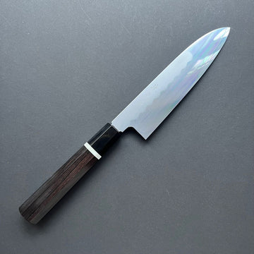 Honyaki Santoku knife, Shirogami 3 Carbon steel, mirror polish finish - Ikeda
