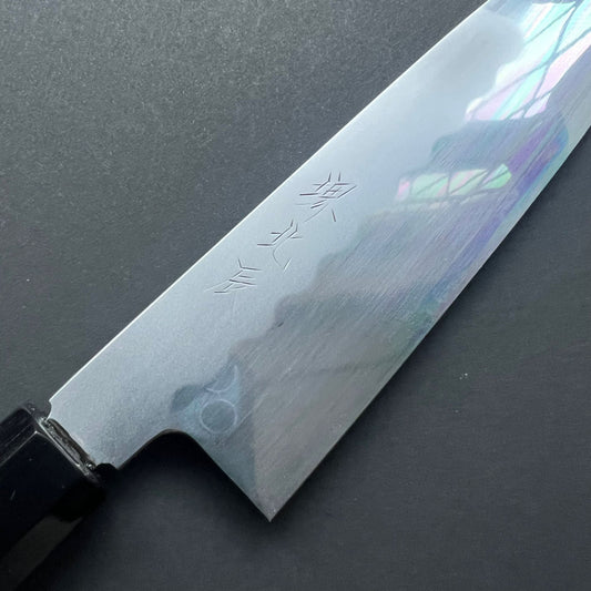 Honyaki Santoku knife, Shirogami 3 Carbon steel, mirror polish finish - Ikeda