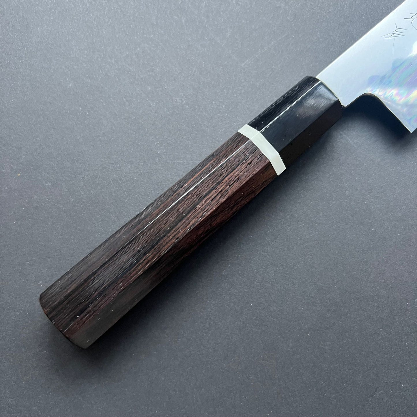 Honyaki Santoku knife, Shirogami 3 Carbon steel, mirror polish finish - Ikeda