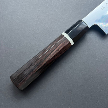 Honyaki Santoku knife, Shirogami 3 Carbon steel, mirror polish finish - Ikeda