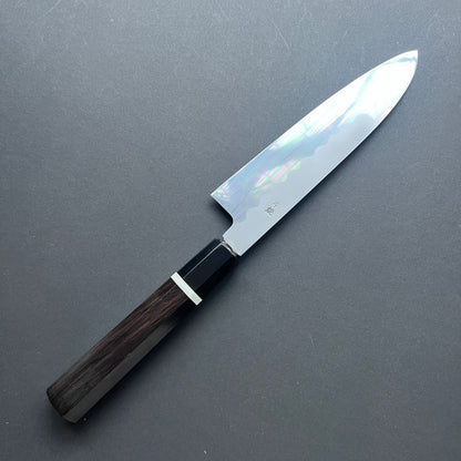 Honyaki Santoku knife, Shirogami 3 Carbon steel, mirror polish finish - Ikeda
