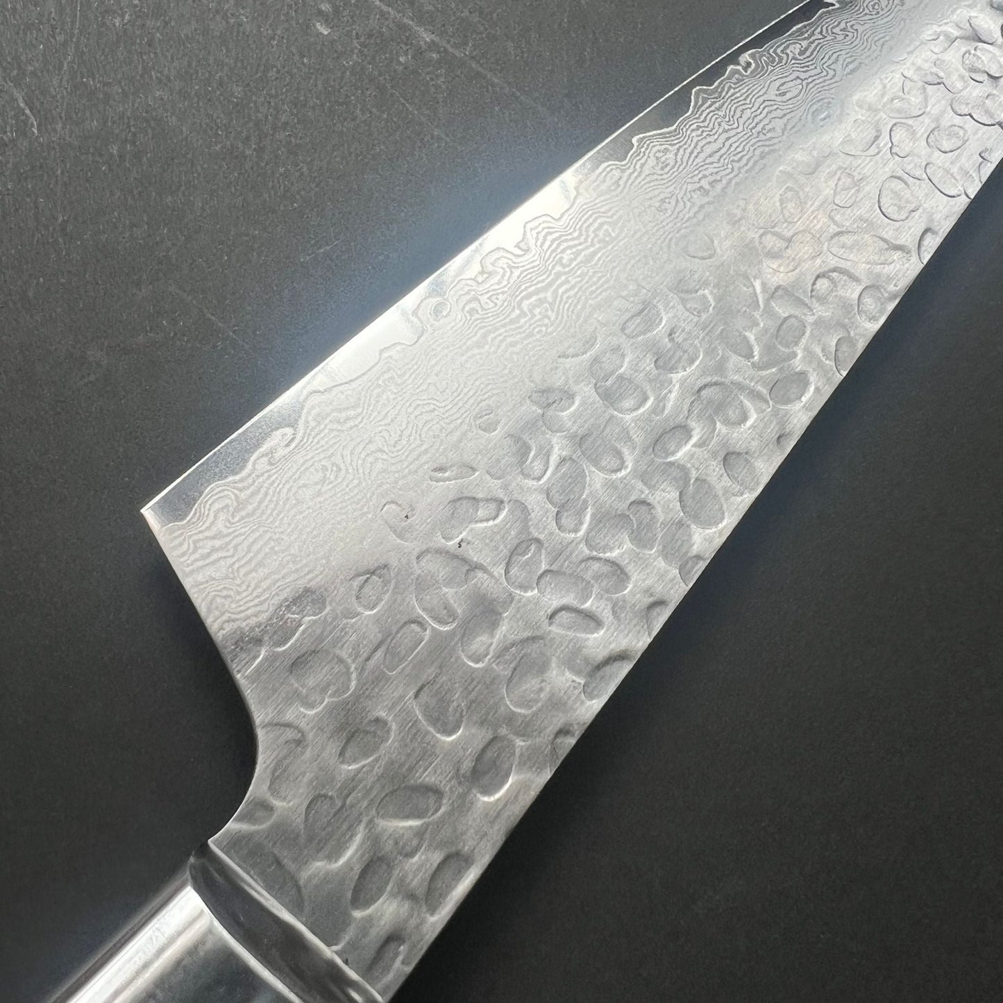 Kengata Santoku knife, VG10 stainless steel, Damascus Tsuchime finish - Sakai Takayuki
