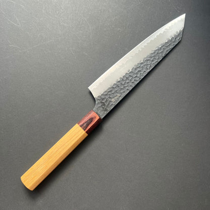 Kengata Gyuto knife, Aogami Super carbon steel with stainless steel cladding, Kurouchi Tsuchime finish, Wa handle - Sakai Takayuki