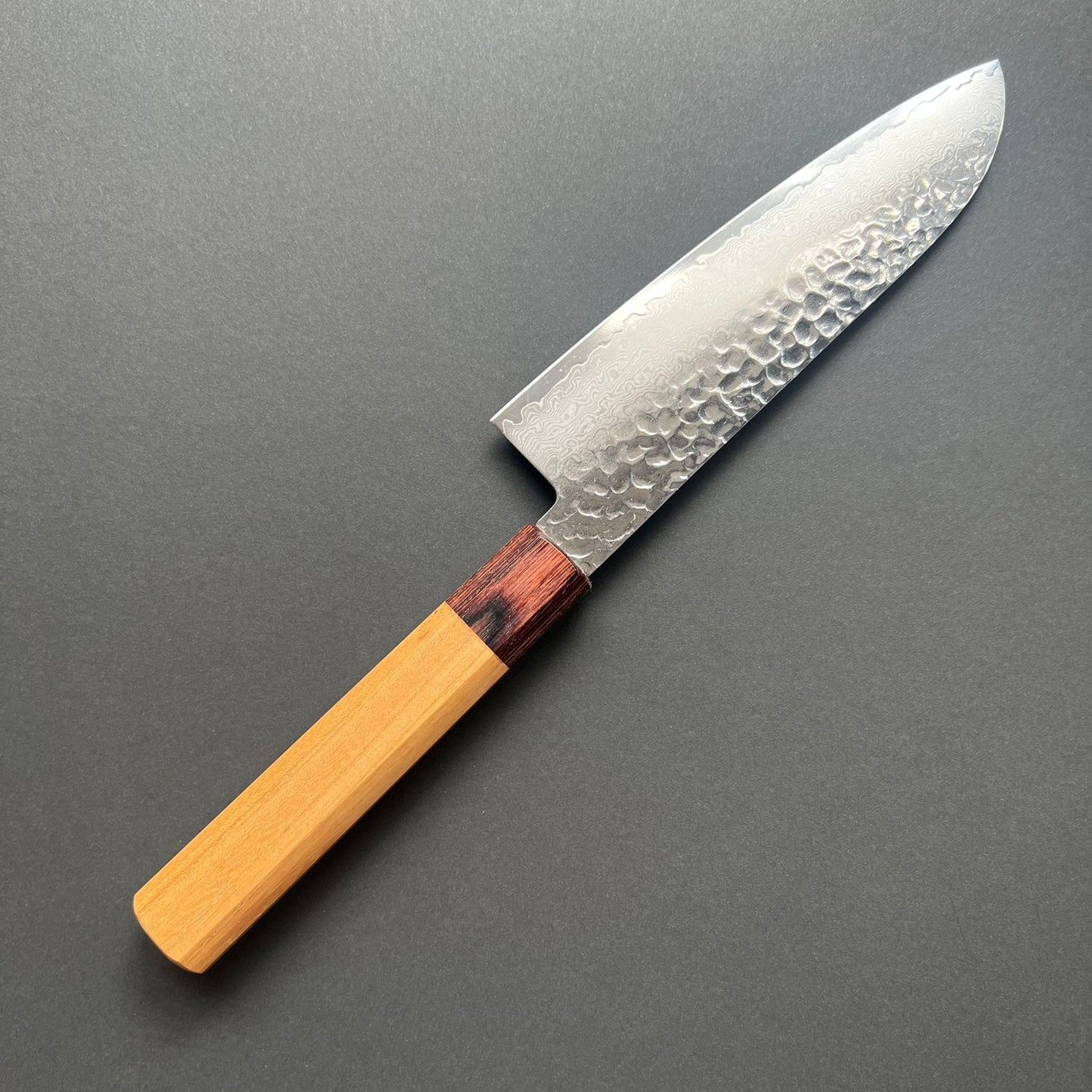 Santoku knife, VG10 stainless steel, Damascus Tsuchime finish, Wa handle - Sakai Takayuki