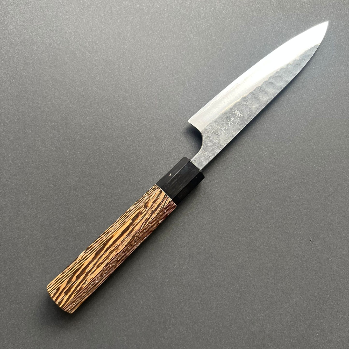 Pairing knife, Aogami Super with Stainless Steel cladding, kurouchi and tsuchime finish - Anryu Hamono