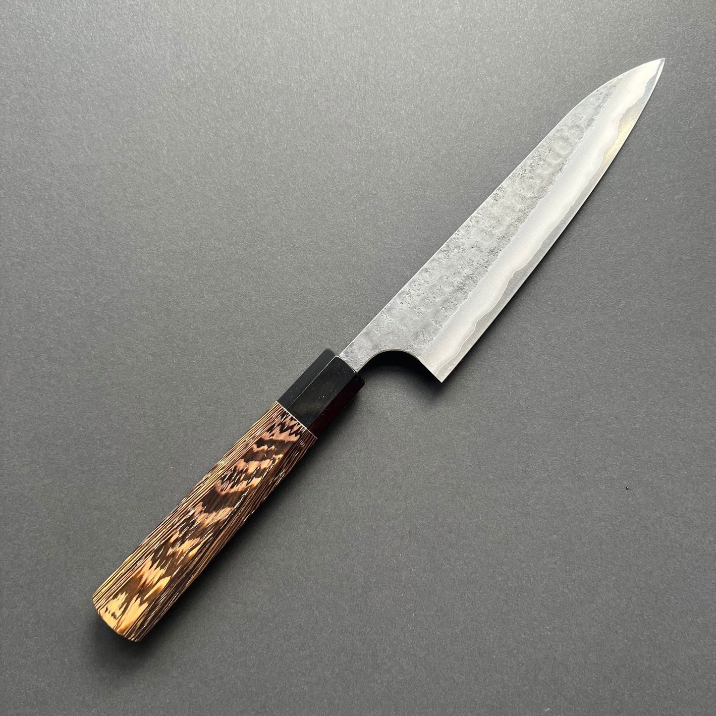 Pairing knife, Aogami Super with Stainless Steel cladding, kurouchi and tsuchime finish - Anryu Hamono