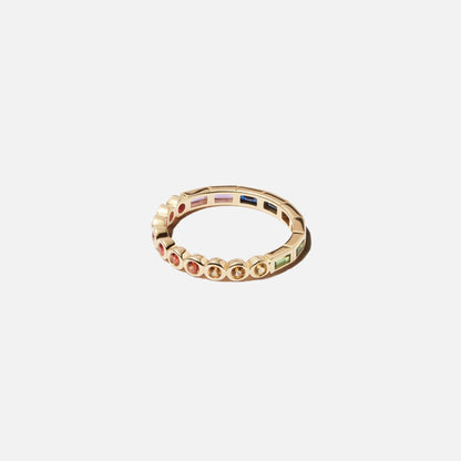 Yvonne Leon River Baguette Ring - Yellow Gold / Rainbow