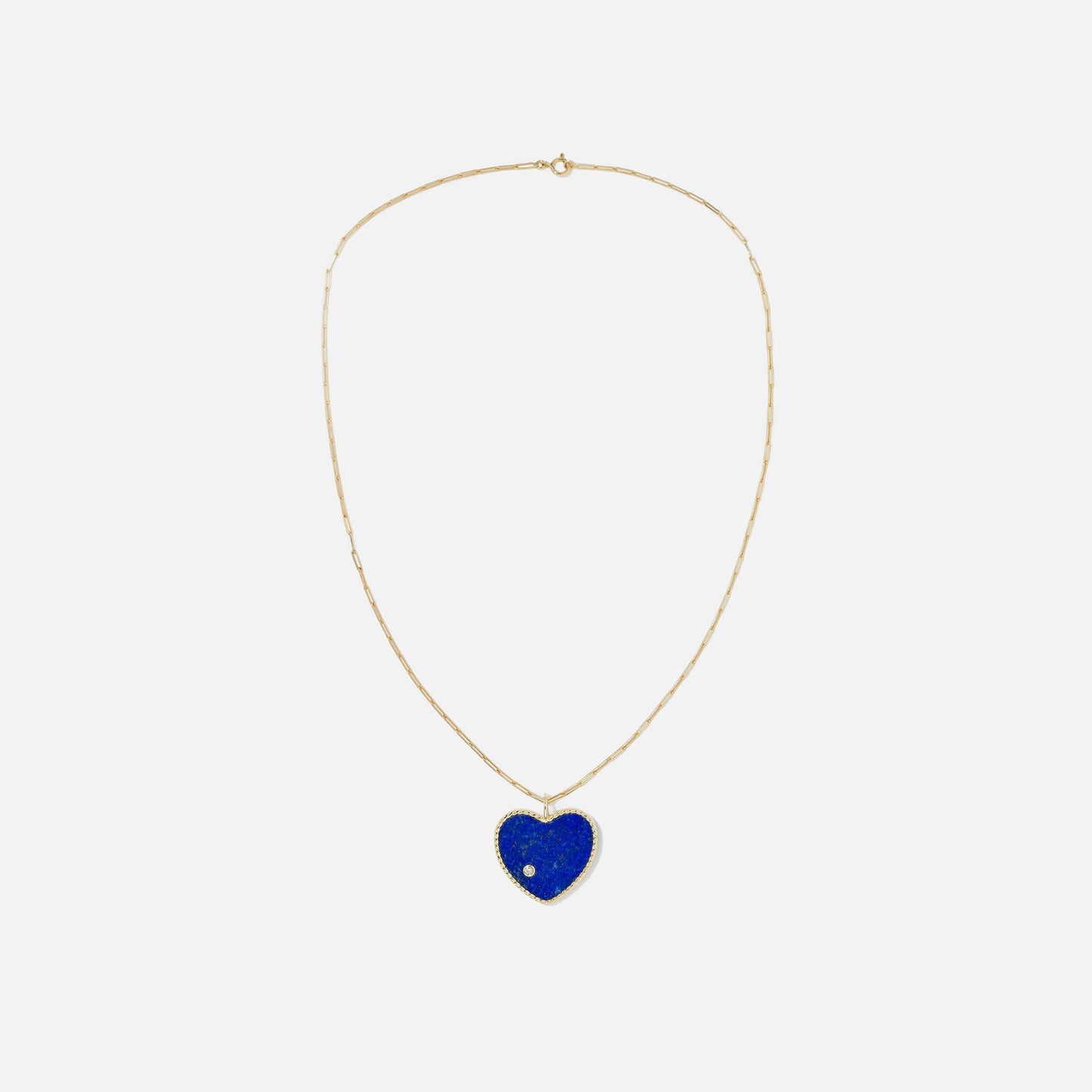 Yvonne Leon Pendentif Maxi Coeur Malachite Lapis Biface - Yellow Gold / Green / Blue
