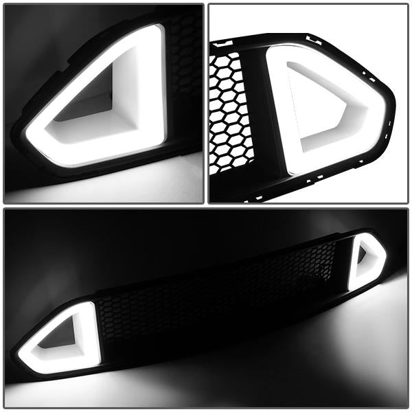 18-20 Ford Mustang Base/Ecoboost/GT Front Upper Bumper Grille w/LED DRL - Badgeless Honeycomb Mesh