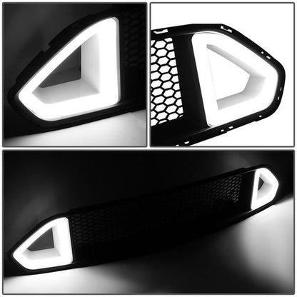 18-20 Ford Mustang Base/Ecoboost/GT Front Upper Bumper Grille w/LED DRL - Badgeless Honeycomb Mesh