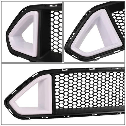18-20 Ford Mustang Base/Ecoboost/GT Front Upper Bumper Grille w/LED DRL - Badgeless Honeycomb Mesh