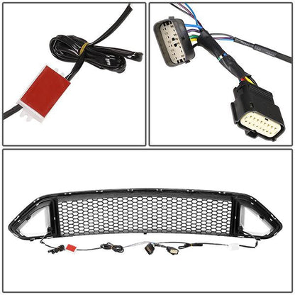 18-20 Ford Mustang Base/Ecoboost/GT Front Upper Bumper Grille w/LED DRL - Badgeless Honeycomb Mesh