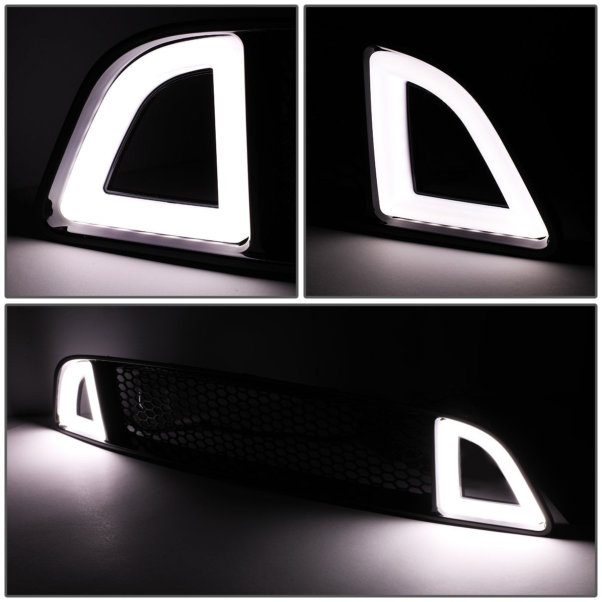 13-14 Ford Mustang Base GT LED DRL Front Grille - Badgeless Honeycomb Mesh - Black