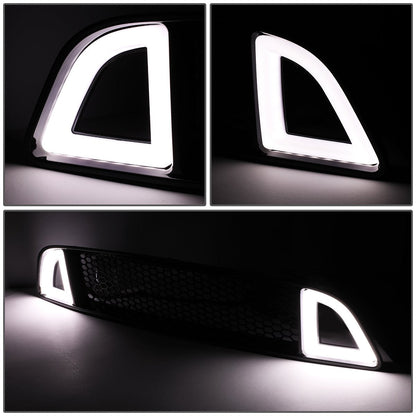 13-14 Ford Mustang Base GT LED DRL Front Grille - Badgeless Honeycomb Mesh - Black