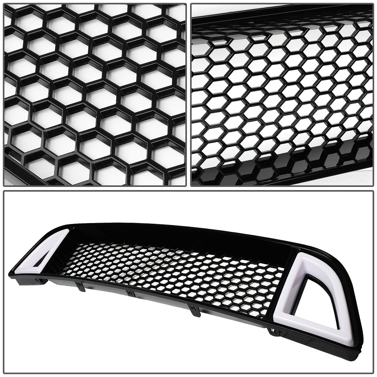 13-14 Ford Mustang Base GT LED DRL Front Grille - Badgeless Honeycomb Mesh - Black