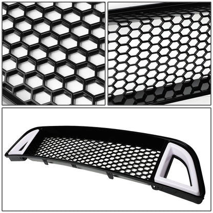 13-14 Ford Mustang Base GT LED DRL Front Grille - Badgeless Honeycomb Mesh - Black