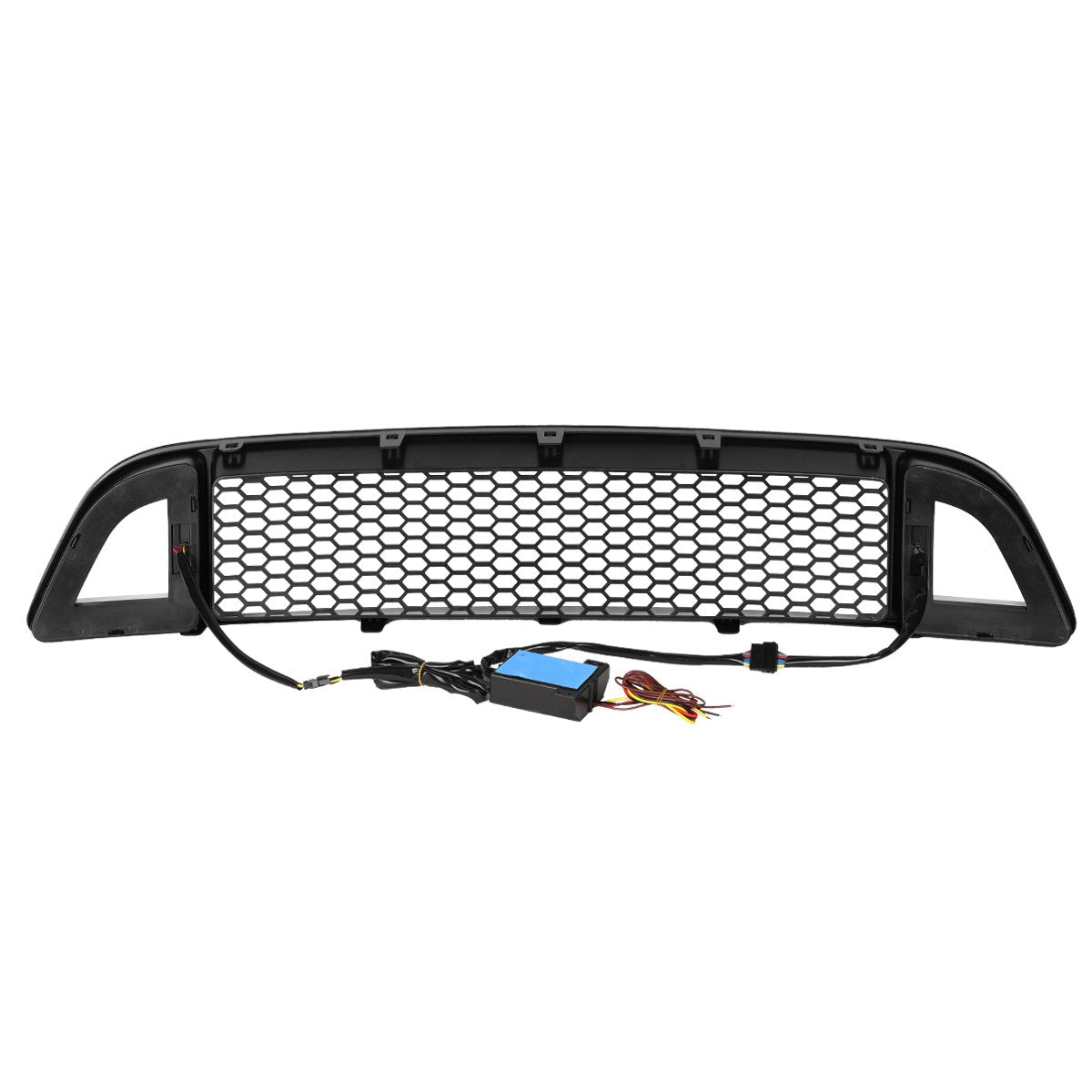 13-14 Ford Mustang Base GT LED DRL Front Grille - Badgeless Honeycomb Mesh - Black
