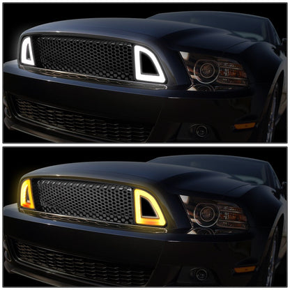 13-14 Ford Mustang Base GT LED DRL Front Grille - Badgeless Honeycomb Mesh - Black