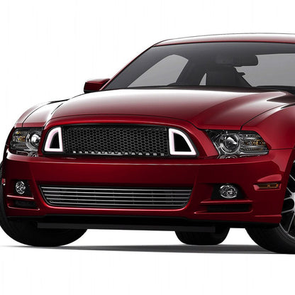 13-14 Ford Mustang Base GT LED DRL Front Grille - Badgeless Honeycomb Mesh - Black
