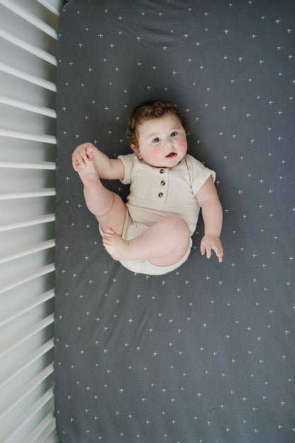 Ecolino® Crib Sheet, 100% Organic Cotton, Slate Twinkle