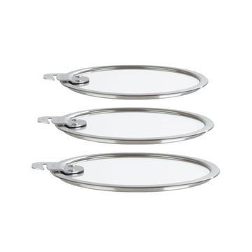 Cristel Strate Set of 3 Flat Glass Lids (6.5", 7", 8")