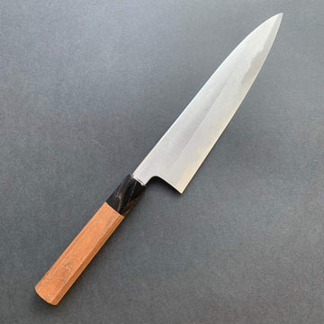 Gyuto knife, Shirogami 1 core, iron clad, Damascus finish - Yoshikazu Tanaka
