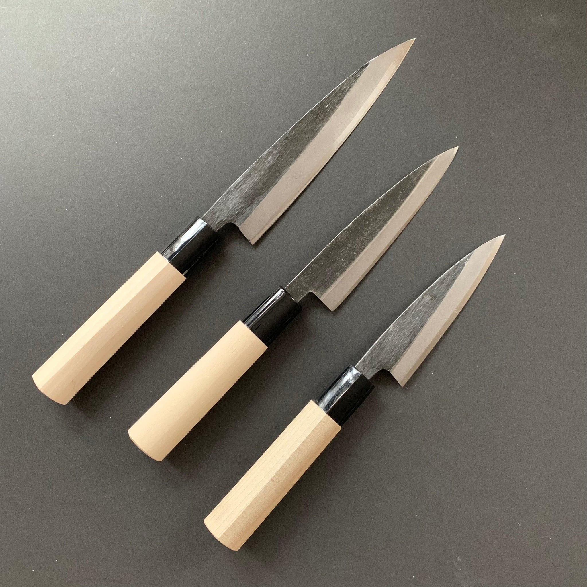 Kobocho knife, Carbon steel, Kurouchi finish, Single bevel