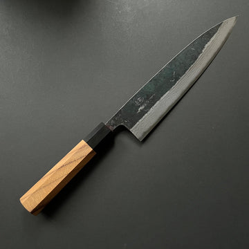 Gyuto knife, Aogami 2 with iron cladding, Kurouchi Damascus finish, Kumokage range - Hatsukokoro
