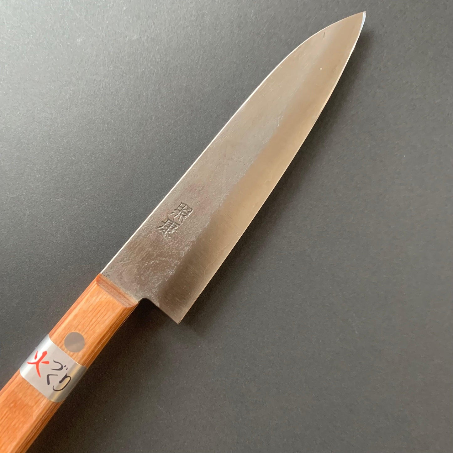 Petty knife, Shirogami 1 with stainless steel cladding, Nashiji finish, Nashiji range, western handle - Fujiwara