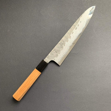 Gyuto knife, Aogami super with iron cladding, damascus tsuchime and nashiji finish, Inazuma range - Hatsukokoro