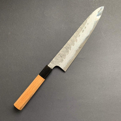 Gyuto knife, Aogami super with iron cladding, damascus tsuchime and nashiji finish, Inazuma range - Hatsukokoro
